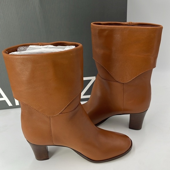 Arezzo Women's Marrom Vivian Mid Block Round Toe Booties Size 5B NIB - Picture 5 of 10